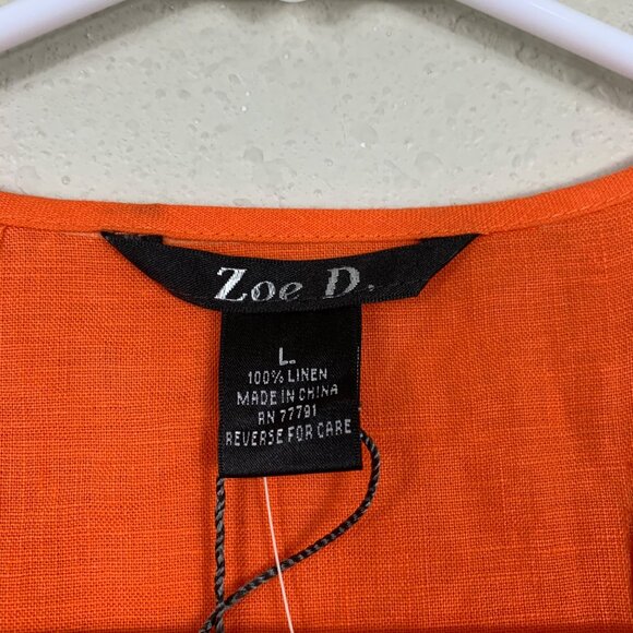 NEW Zoe D. 100% Linen Floral Neck Tank Top Size Large - Picture 4 of 6